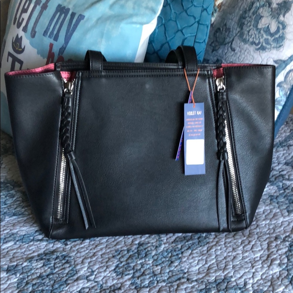 NWT Violet Ray Tote Black Non-Learher